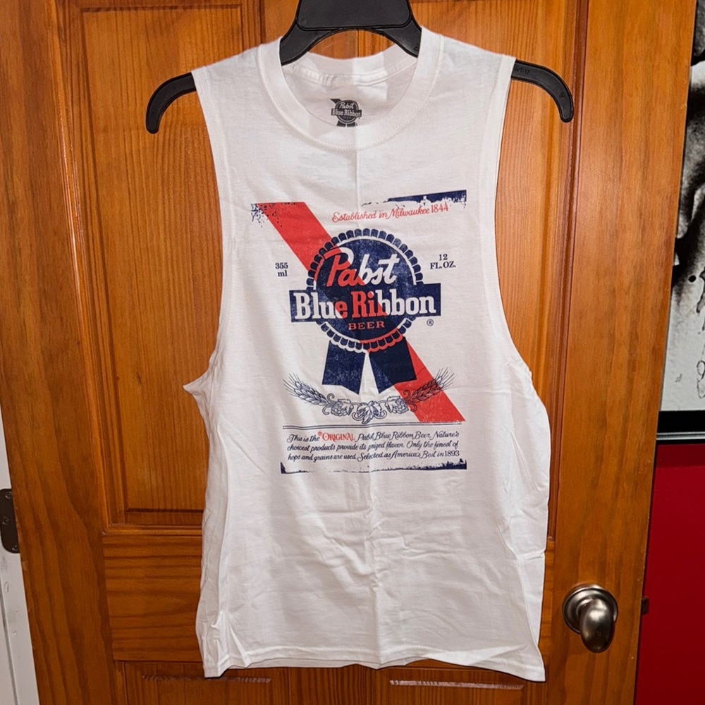 Pabst Blue Ribbon White Tank Top